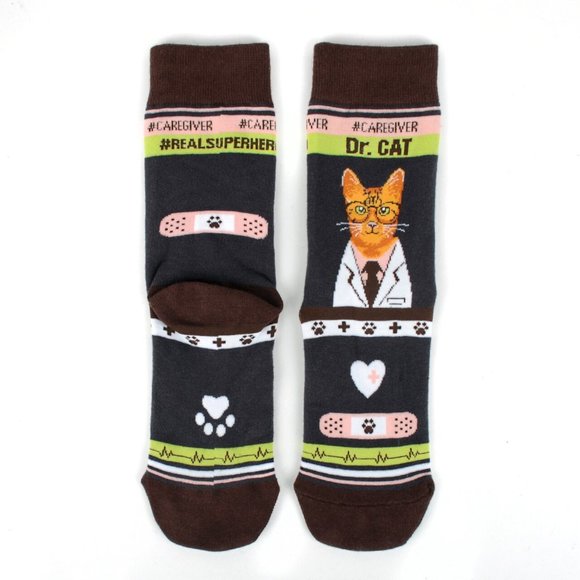 Health Care Heroes -Dr. Cat- Novelty Socks S/M - Picture 5 of 10